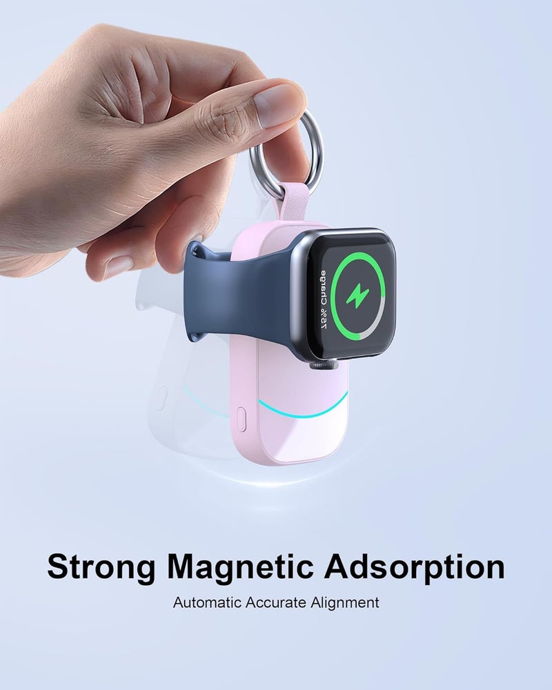 zikker Valentines Day Gifts for Her Pink - Gifts for Women, Wife, Teen Girls - Portable Charger with Keychain for Apple Watch - Image 3